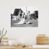 1919恋しく思年コロンビアとレディ・リバティ ポスター (キッチン)