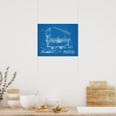 1919飛行船飛んでいる車特許スケッチプリント ポスター (キッチン)