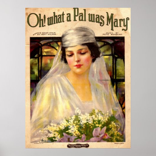 1919 Oh! What a Pal Was Mary song sheet ポスター (正面)