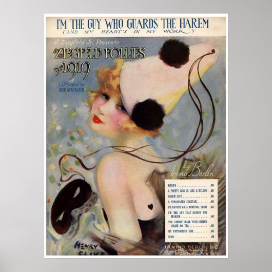 1919 Ziegfeld Folliesヴィンテージ音楽カバーアルバム ポスター (正面)