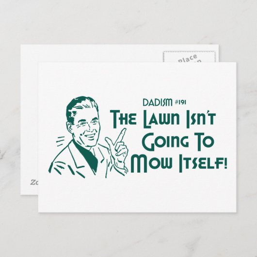 #191 爸の名言 - 芝生は勝手に刈ってくれない! ポストカード (正面/裏面)
