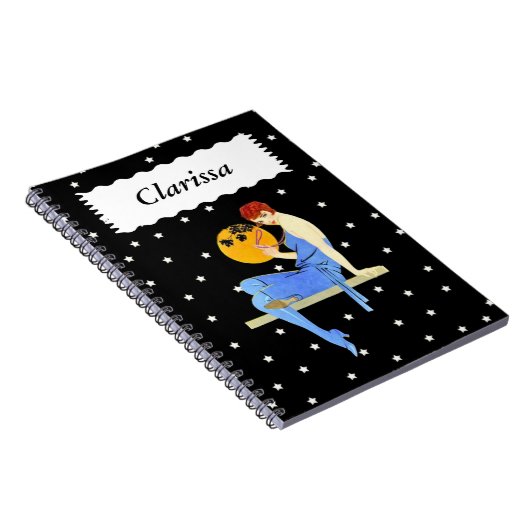 1920かわいらし年代フラッパー赤毛スタームーンパール ノートブック (右側)