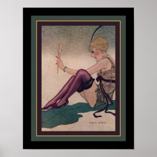1920のアールデコフラッパーと鏡 ポスター