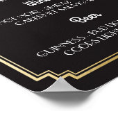 1920のアールデコ金ゴールドバーサインウェディングレセプション ポスター (角)