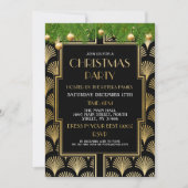 1920のクリスマスアールデコパーティー金ゴールドファン 招待状 (正面)