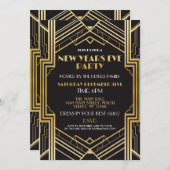 1920のニューイヤーイブ招待状ギャツビーパーティー金ゴールド 招待状 (正面/裏面)