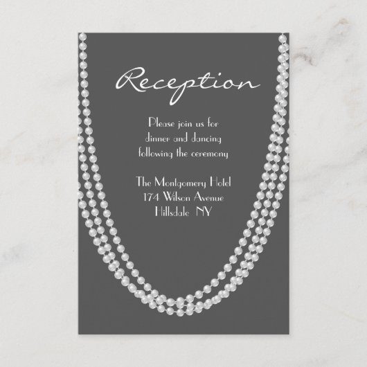 1920のパール披露宴カード – グレー エンクロージャーカード (正面)