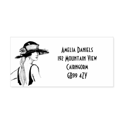 1920のフラッパーの女の子のアドレス自己インクスタンプ セルフインキングスタンプ (デザイン)