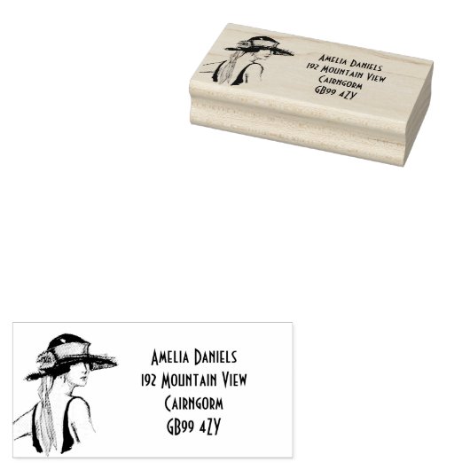 1920のフラッパーの女の子のアドレス自己インクスタンプ ラバースタンプ (押印)