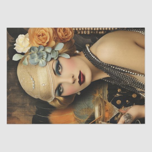 1920のフラッパーの女の子のアールデコ 薄葉紙 (正面)