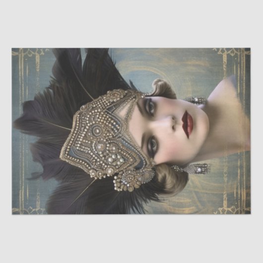 1920のフラッパーの女の子のアールデコ 薄葉紙 (正面)