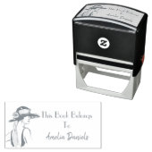 1920のフラッパーガールモノグラム蔵書票 セルフインキングスタンプ (インサイチュ)