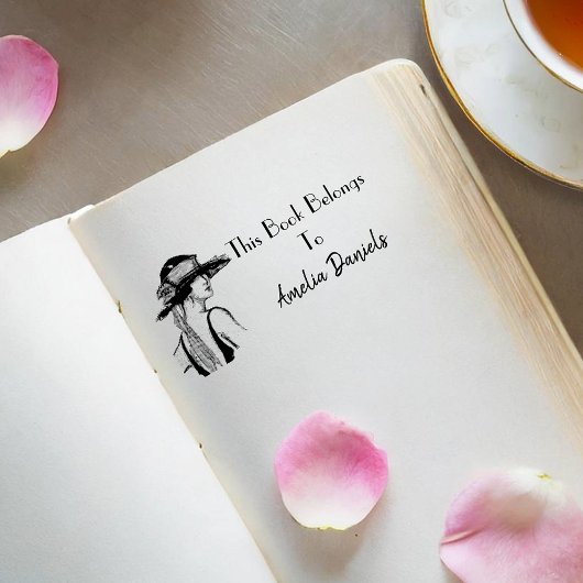 1920のフラッパーガールモノグラム蔵書票 セルフインキングスタンプ