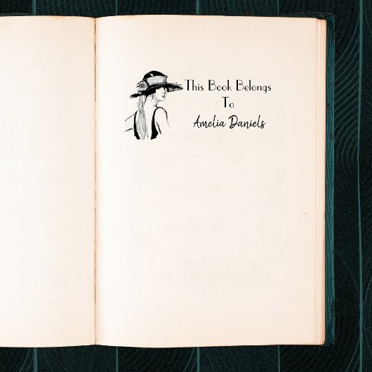 1920のフラッパーガールモノグラム蔵書票 ラバースタンプ