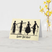 1920のフラッパーファッションシルエット誕生日カード カード (黄色い花)