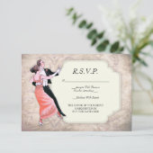 1920のヴィンテージ踊りカップルR.S.V.P.カード 出欠カード (スタンド正面)