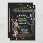 1920の殺人謎誕生日ディナーパーティーデコ 招待状 (正面/裏面)