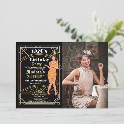 1920の殺人謎誕生日ディナーパーティー写真 招待状 (スタンド正面)