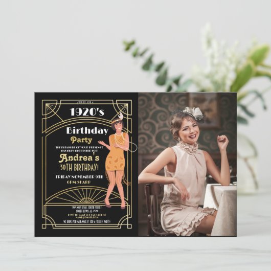 1920の殺人謎誕生日ディナーパーティー写真 招待状 (スタンド正面)
