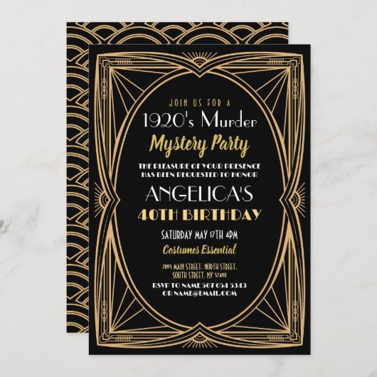 1920の殺人謎誕生日ディナーパーティー 招待状 (正面/裏面)