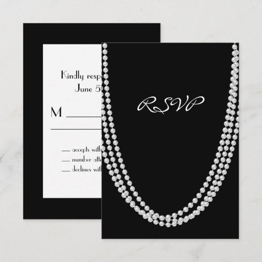 1920の真珠RSVP 出欠カード (正面/裏面)