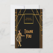 1920の誕生日パーティーブラック金ゴールドレトロありがとう サンキューカード (正面)