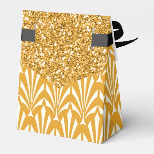 1920の金ゴールドグラムグリッター結婚式の引き出物ギフトボックス フェイバーボックス (裏面サイド)