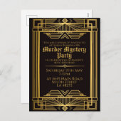 1920アートデコ殺人謎の誕生日パーティー招待状 シーズンポストカード (正面/裏面)