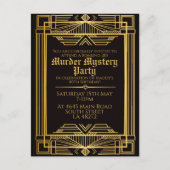 1920アートデコ殺人謎の誕生日パーティー招待状 シーズンポストカード (正面)