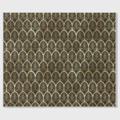 1920エレガントのアールデコブラックおよび金ゴールドパターン ラッピングペーパー (フラット)