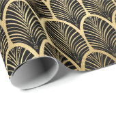 1920エレガントのアールデコブラックおよび金ゴールドパターン ラッピングペーパー (ロールコーナー)
