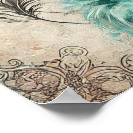 1920エレガント年代のターコイズのドレスのフラッパー女性 ポスター (角)