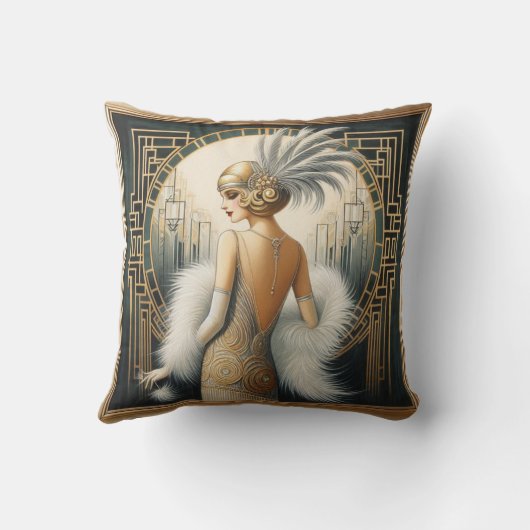 1920エレガント年代のフラッパー・レディ クッション (裏面)