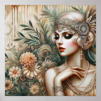 1920エレガント年代のフラッパー・レディ ポスター