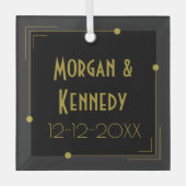 1920エレガント年代アールデコ結婚記念日 ガラスオーナメント (正面)