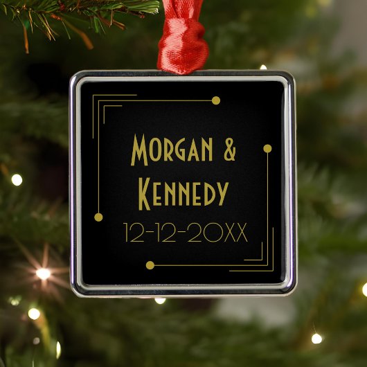 1920エレガント年代アールデコ結婚記念日 メタルオーナメント