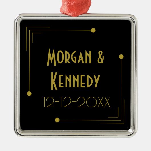 1920エレガント年代アールデコ結婚記念日 メタルオーナメント (正面)