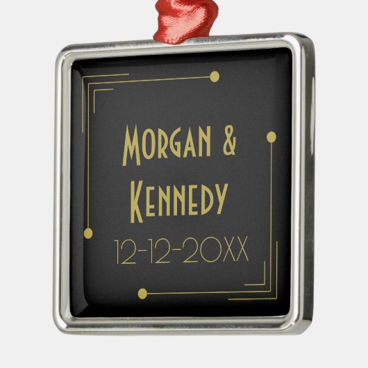 1920エレガント年代アールデコ結婚記念日 メタルオーナメント (左)