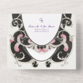 1920シックアールデコギャツビーファッションモノグラム結婚ズ オールインワン招待状 (裏面)