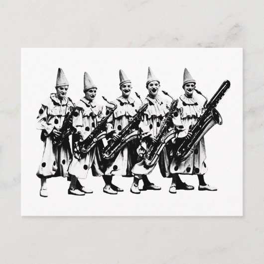 1920ジャズピエロ、ブラック ポストカード (正面)