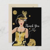 1920フラッパー女の子の招待、ギャツビー感謝していユー。 インビテーションポストカード (正面/裏面)