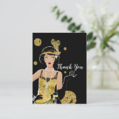 1920フラッパー女の子の招待、ギャツビー感謝していユー。 インビテーションポストカード (スタンド正面)