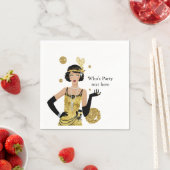 1920フラッパー女の子ギャツビー、アールデコ スタンダードカクテルナプキン (インサイチュ)