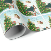 1920ヴィンテージレディ飾のクリスマスツリー ラッピングペーパー (ロールコーナー)