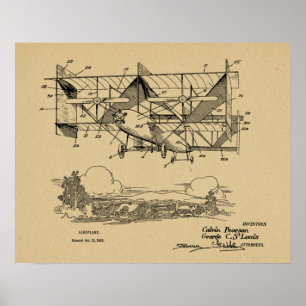 1920ヴィンテージ二機飛行機特許スケッチプリント ポスター