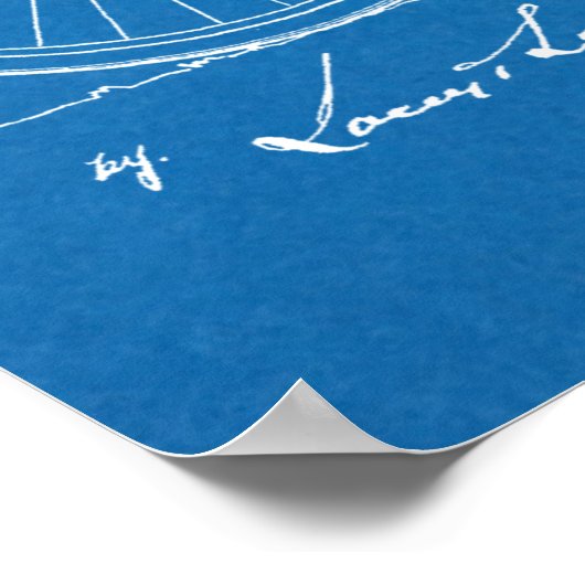 1920ヴィンテージ自転車特許ブループリントアートプリント ポスター (角)