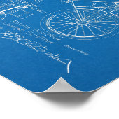 1920ヴィンテージ自転車特許ブループリントアートプリント ポスター (角)