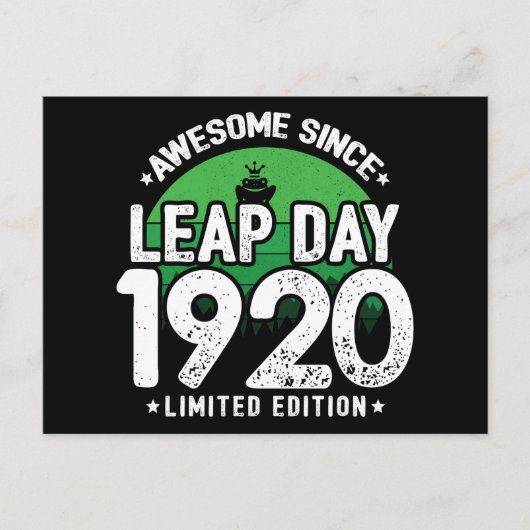1920年から素晴らしい うるう年2月29日 誕生日 ポストカード (正面)