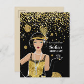 1920年に訪れる女の子の招待、ギャツビーの誕生日 インビテーションポストカード (正面/裏面)