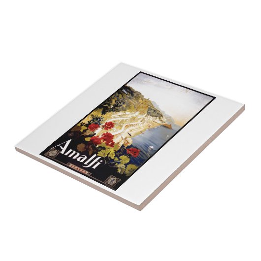 1920年のアマルフィの海岸のイタリア旅行ポスター タイル (側面)